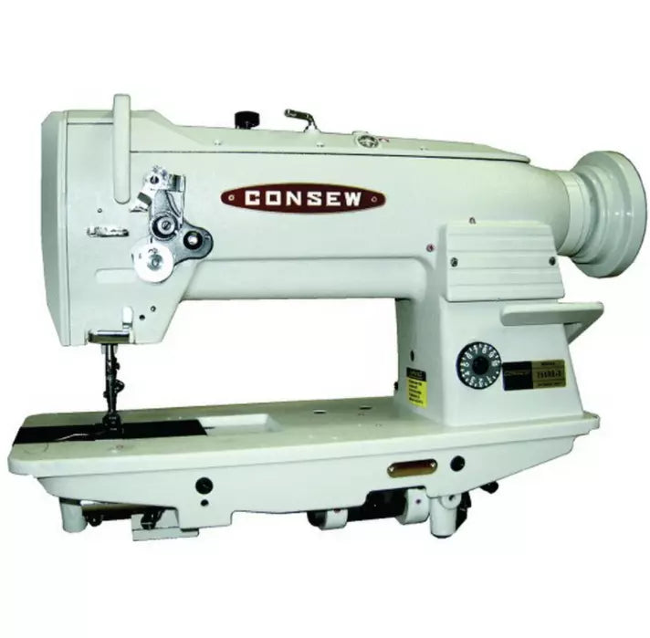 Consew 255RB-3 Walking Foot Heavy Duty Single Needle Triple Feed Drop Feed Needle Feed and Alternating (Walking) Presser Feet Lockstitch Sewing Machine With Table and Servo Motor
