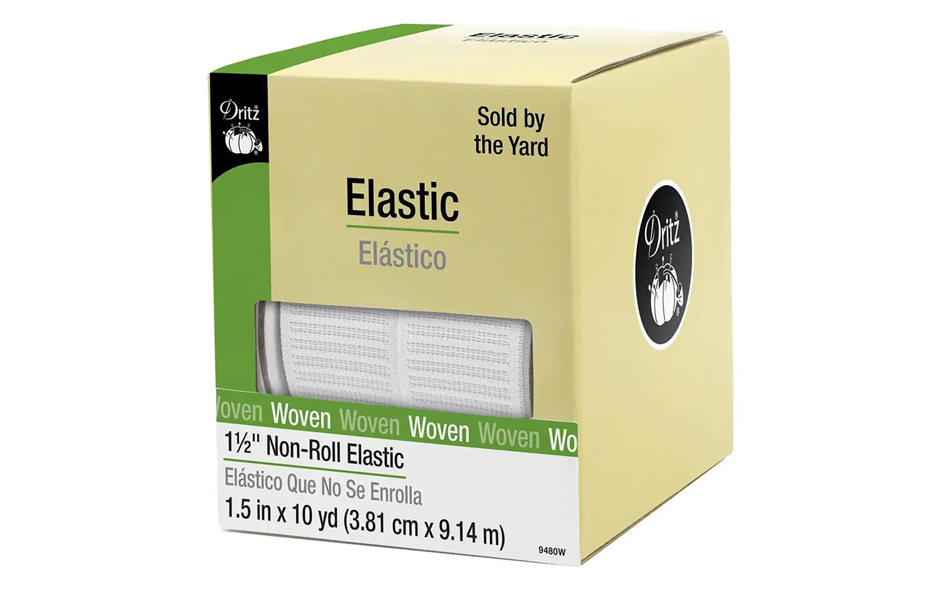 Stretchrite Non-Roll Flat Elastic .5x50yd-White, 1 Count