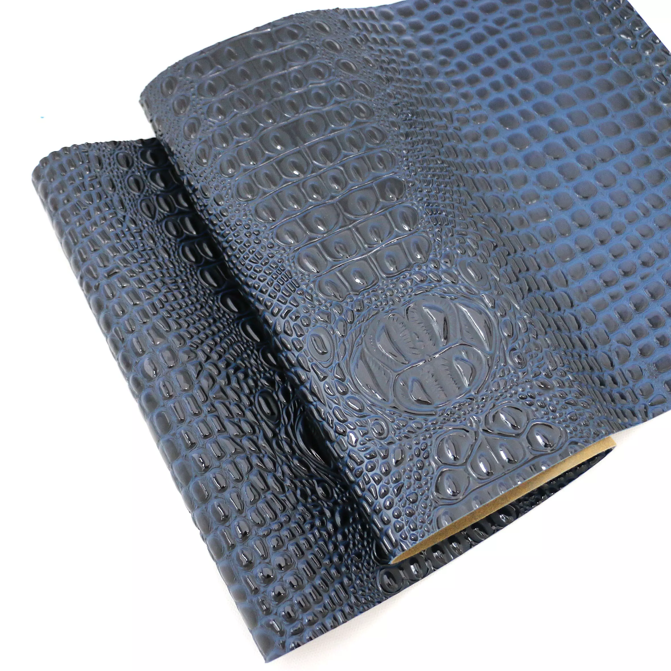 Shiny Navy Crocodile Vinyl Fabric