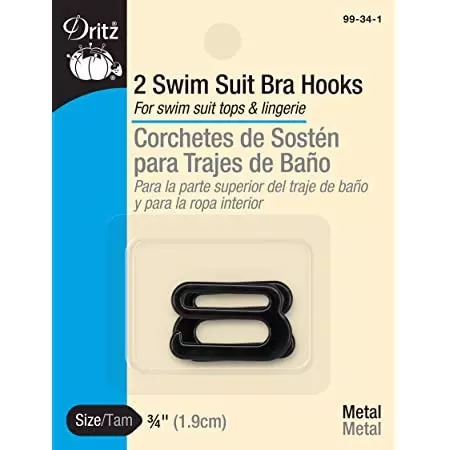 Dritz Swimsuit Bra Hook 1/2 Wide 2/Pkg Clear