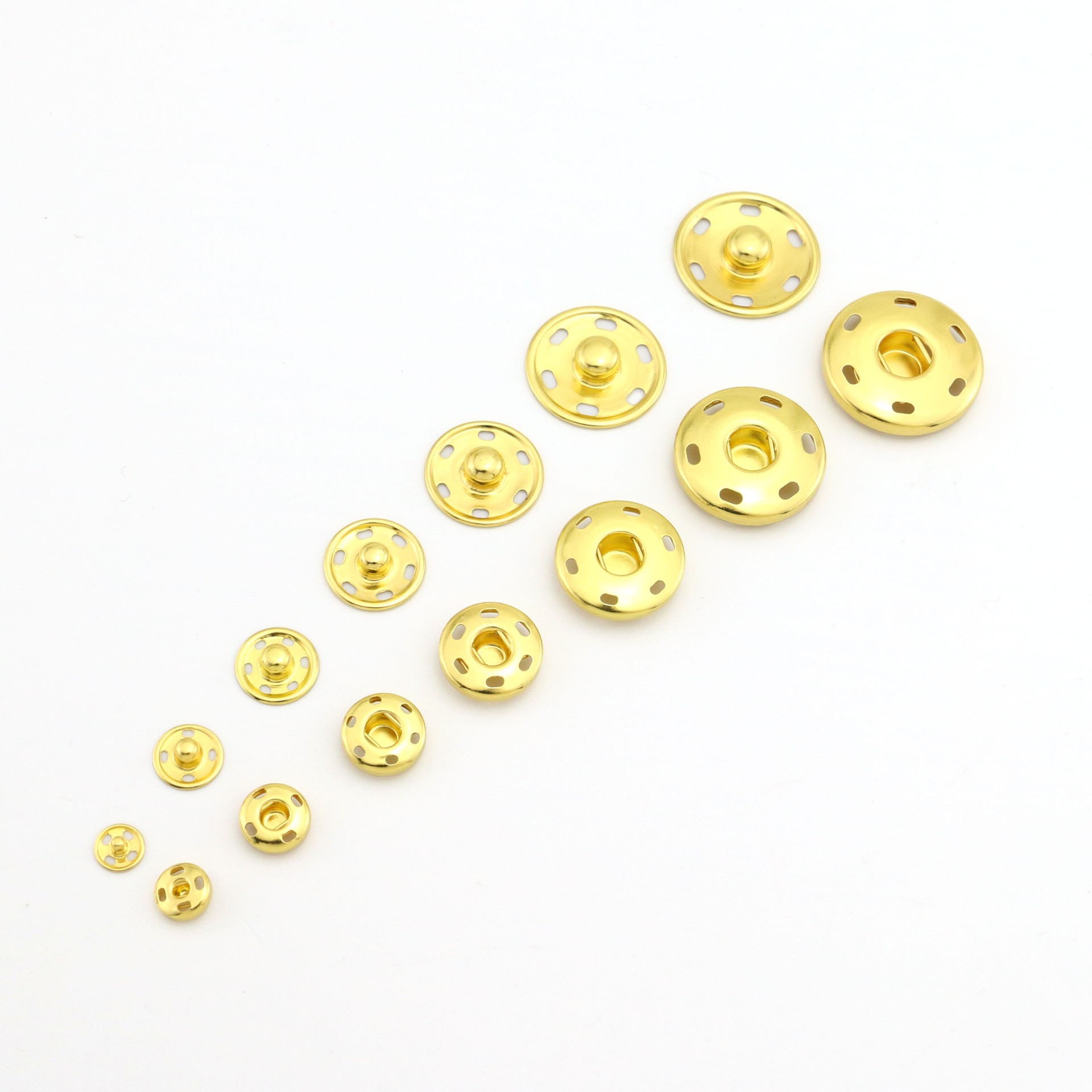 Batino 20 Sets Sew On Snaps Buttons - 25mm Gold Metal Press Fasteners For Clothing, Bags, Jackets