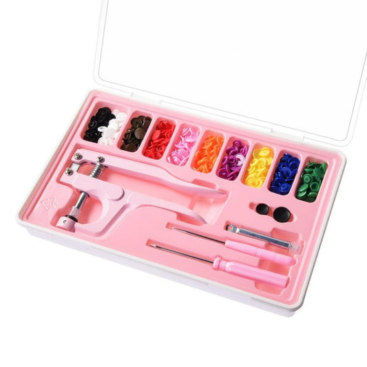 Plastic Snap Fastener Kit & PINK Hand-held Pliers & Storage Case & 100 snaps USA