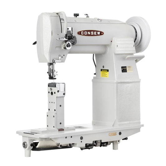 Consew 289RB-2 High Speed, Post Bed, 1 Needle, Drop Feed, Needle Feed, Walking Foot, Alternating Presser Feet, Lockstitch Industrial Sewing Machine With Table and Servo Motor