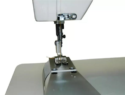 Consew 347R-1A-1 Single Needle Drop Feed Feed-Off-The-Arm Cylinder Bed Zig-Zag Lockstitch Industrial Sewing Machine With Table and Servo Motor