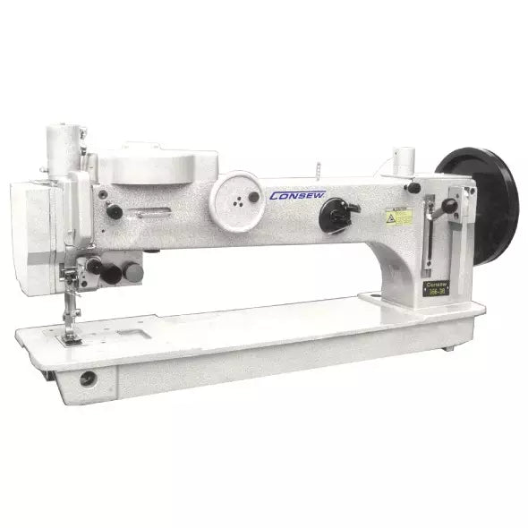 Consew 366-30 Heavy Duty Single Needle Straight Stitch and Zig-Zag Long-Arm Lockstitch Industrial Sewing Machine With Table and Servo Motor