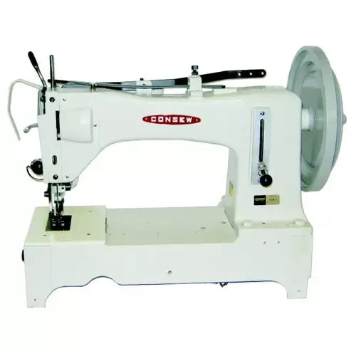 Consew 733R-6 Extra Heavy Duty Long Arm Single Needle Drop Feed Alternating Presser Feet Lockstitch Industrial Sewing Machine With Table and Servo Motor