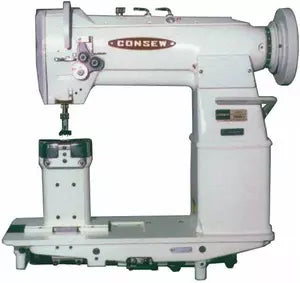 Consew 389RB-2 Heavy Duty, High Speed, Post Bed, 2 Needle, Drop Feed, Needle Feed, Walking Foot, Alternating Presser Feet Lockstitch Industrial Sewing Machine With Table and Servo Motor