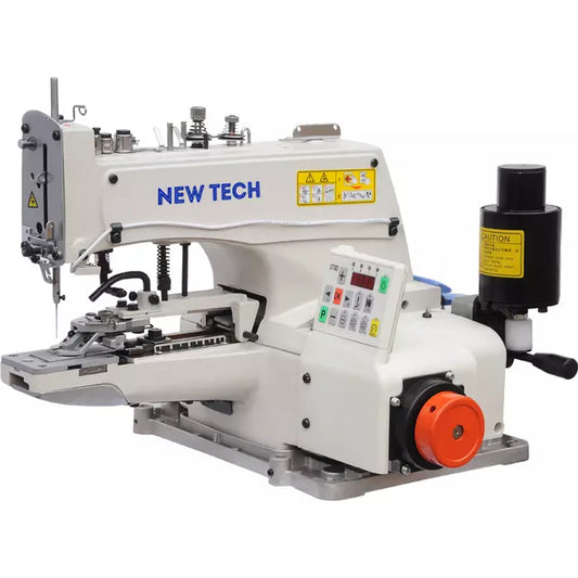 New-Tech GC-1377D Chainstitch Button Attaching Industrial Sewing Machine With Table and Built-in Direct Drive Servo Motor