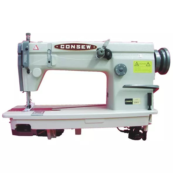 Consew 326 Series Heavy Duty Double Chainstitch Sewing Machine w/ Table & Servo Motor
