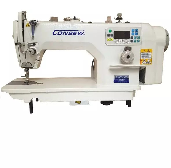 Consew 7360R-7DD High Speed Single Needle Drop Feed Lockstitch Industrial Sewing Machine with Table and Servo Motor