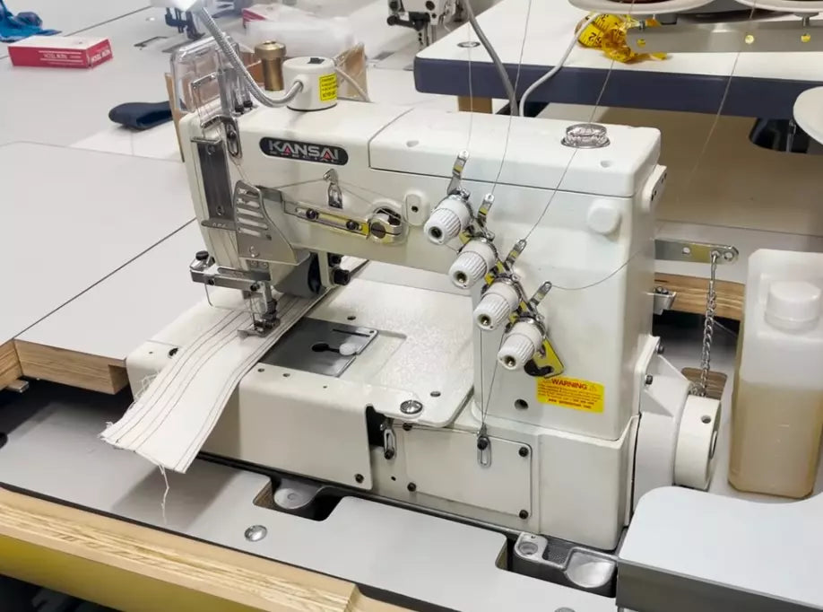Kansai Special DLR-1502PMD 2 Needle Double Chainstitch Industrial Sewing Machine with Table and Servo Motor