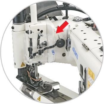 JUKI MS-3580 Series Feed-off-the-Arm 3 Needle Double Chainstitch Industrial Sewing Machine with Table and Motor