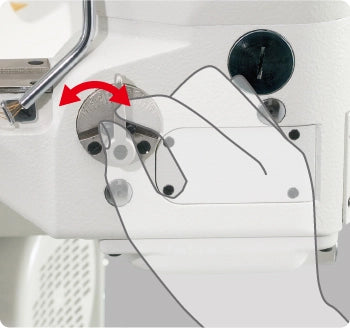 JUKI MS-3580 Series Feed-off-the-Arm 3 Needle Double Chainstitch Industrial Sewing Machine with Table and Motor