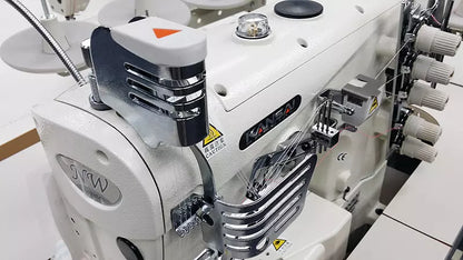 Kansai Special NW-8803GMG 3-Needle Top & Bottom Flat Bed Coverstitch With Binding Fittings Industrial Sewing Machine With Table and Servo Motor