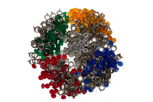 Plastic Stone Prong Rivet with Metal Silver Rim – 11mm (7/16") – No Tools Needed