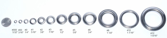 Aluminium eyelets and grommets for banners 10 12 or 17 mm