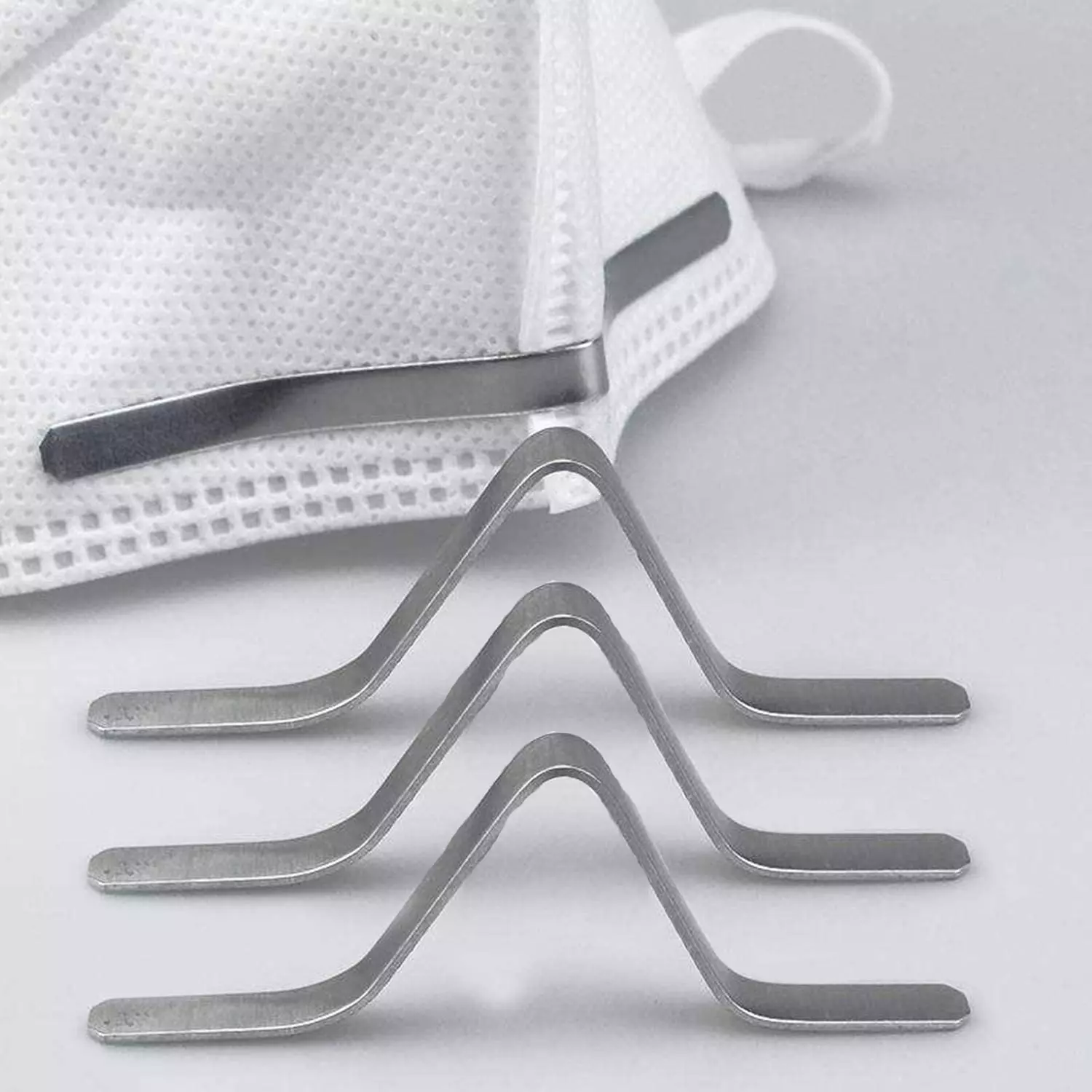 3.54 Inch Adhesive Aluminum Strips Nose Bridge Strips Aluminum Strip Straps for DIY Crafts Face Cover Making Supplies 50 