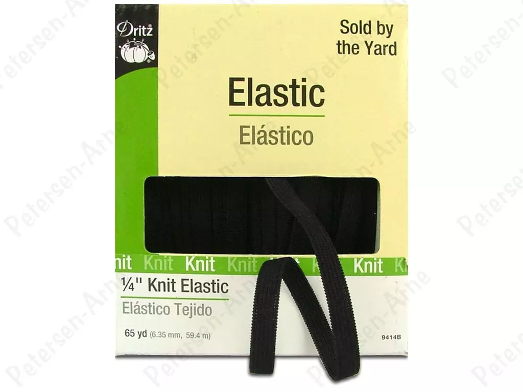 1/4 Braided Elastic Black (3 yds)