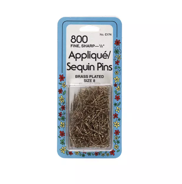  12 Packs: 800 ct. (9,600 Total) 1/2”; Brass Applique/Sequin Pins  by Loops & Threads®
