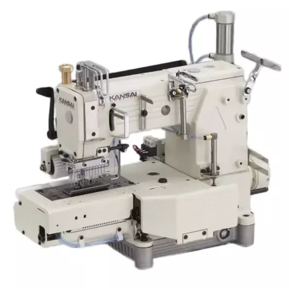 KANSAI SPECIAL FX4412P-UTC 12 Needle Cylinder Bed Double Chainstitch  Industrial Sewing Machine with Table and Servo Motor