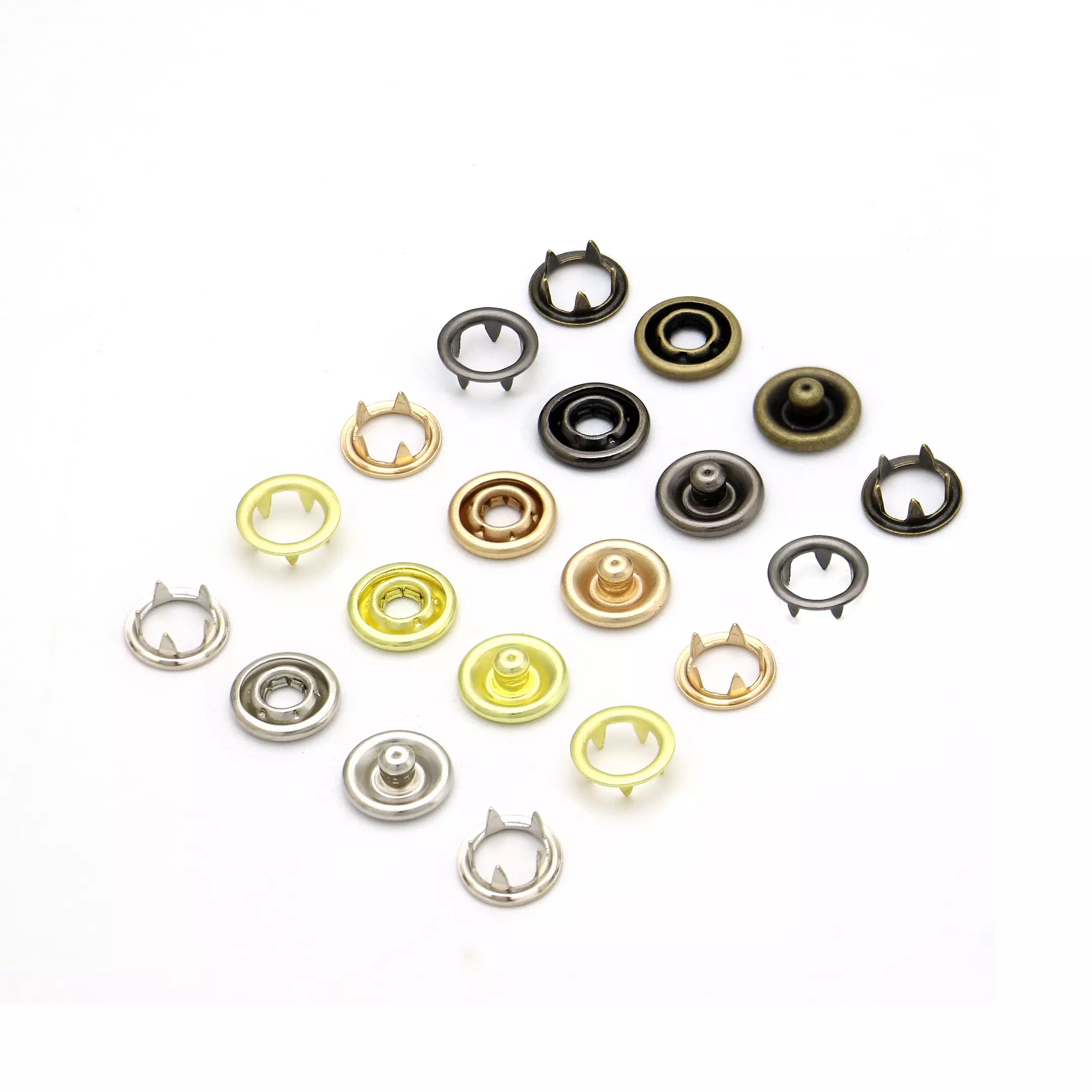 Hello Hobby Open-Ring Metal Snap Fastener Kit, Nickel Plated Brass, 10 Sets and Tool, Size: 7/16 in.