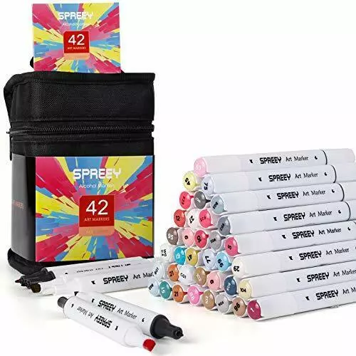 Spreey 42 Set of Dual-Tip Alcohol Art Markers