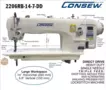 Consew 2206RB-14-7-DD Direct Drive Heavy Duty Single Needle Triple Feed, Walking Foot Industrial Sewing Machine With Table and Servo Motor