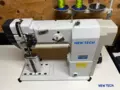 New-Tech GC-9920D High Speed, Post Bed, 2 Needle, Roller Feed, Lockstitch Industrial Sewing Machine With Table and Built-In Direct Drive Servo Motor 