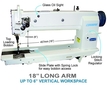 Consew P1255RBLH-18 Long Arm Drop Feed Needle Feed Walking Foot Lockstitch Industrial Sewing Machine With Table and Servo Motor