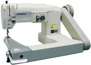 ​Consew 347R-1A-1 Single Needle Drop Feed Feed-Off-The-Arm Cylinder Bed Zig-Zag Lockstitch Industrial Sewing Machine With Table and Servo Motor​
