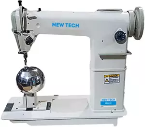 New-Tech GC-810W High Speed, Post Bed, 1 Needle, Drop Feed, Lockstitch Wig and Hat Industrial Sewing Machine With Table and Servo Motor