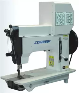 ​Consew 2040-DSM Extra Heavy Duty Single Needle/Double Needle Drop Feed Lockstitch Industrial Sewing Machine With Table and Servo Motor