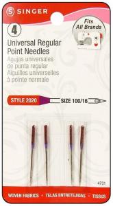 Singer Machine Needle Regular Point Size 16 4pc