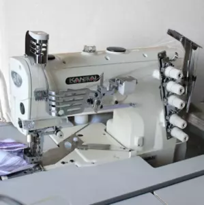 Kansai NR-9803GCC  3 Needle Cylinder Bed Top and Bottom Cover Stitch Machine With Table and Servo Motor