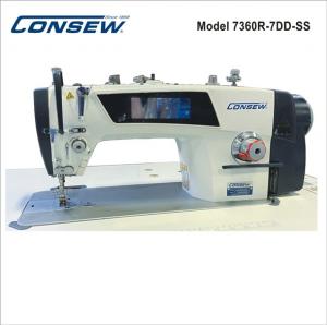 Consew 7360R-7DD-SS High Speed Single Needle Drop Feed with Stainless Steel Bed Lockstitch Industrial Sewing Machine with Table and Servo Motor​