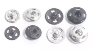 Sew-on Metal Snap Buttons - SILVER or BLACK