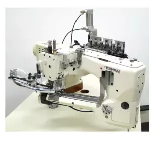  Kansai Special NFS6604GMH-DD Flatseamer for Medium to Heavy Knitwear Industrial Sewing Machine With Table and Direct Drive Servo Motor