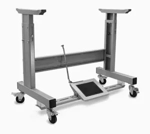 Adjustable T-Leg With Locking Caster Wheels Table Frame Assembly