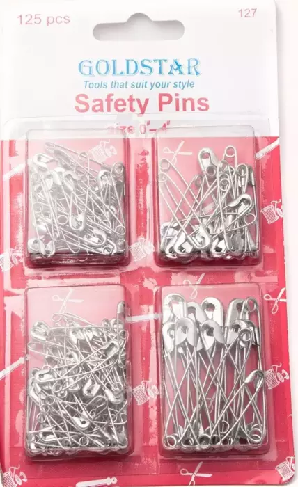 125 Piece Assorted Size Safety Pins