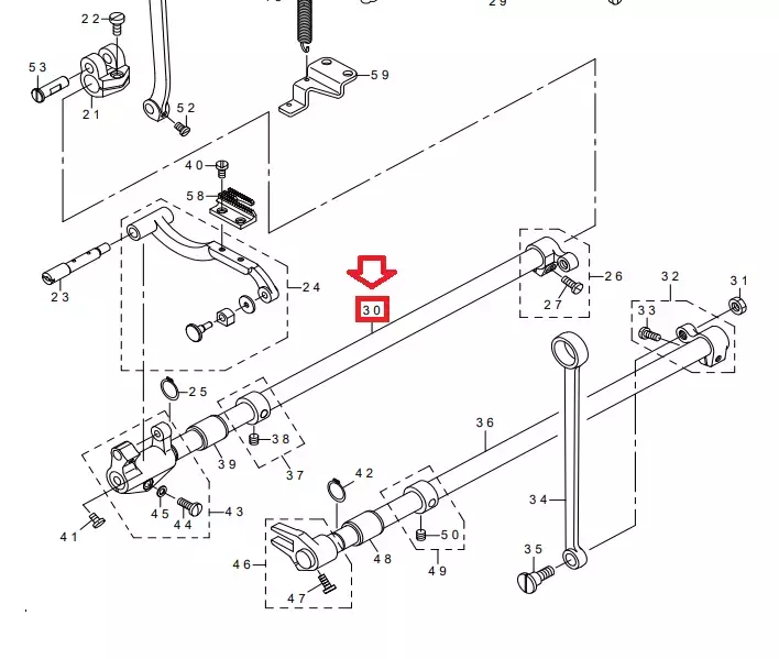 Feed Rocker Shaft - JUKI #229-12901