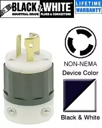 Non-NEMA Locking Plug Industrial - Black-White