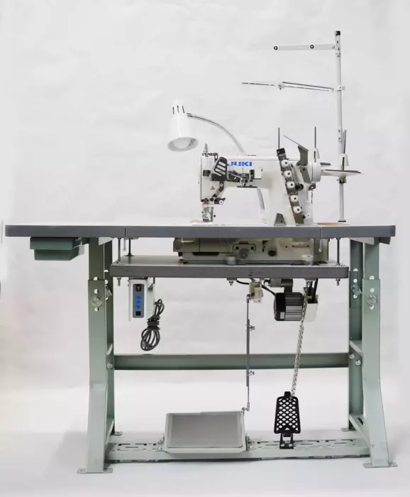 JUKI MF-7523 3 Needle Coverstitch Industrial Sewing Machine With Table and Servo Motor
