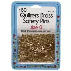 Solid Brass Quilters Safety Pins Size #0 - Dritz