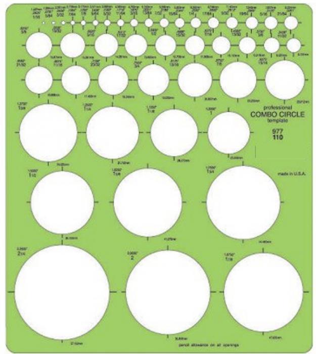 45 circle templates from 1/16