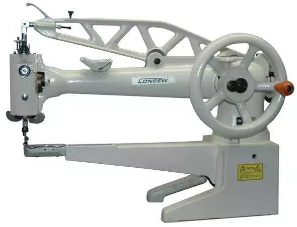 Consew 29 Series Hand Driven Single Needle 18 Inch Cylinder Arm Shoe Repair and Mending Lockstitch Industrial Sewing Machine With Table