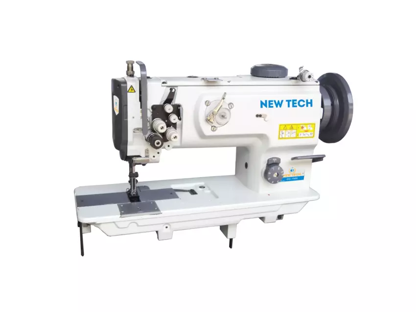 New-Tech GC-1560 2 Needle Unison Feed Lockstitch Industrial Sewing Machine With Table and Servo Motor