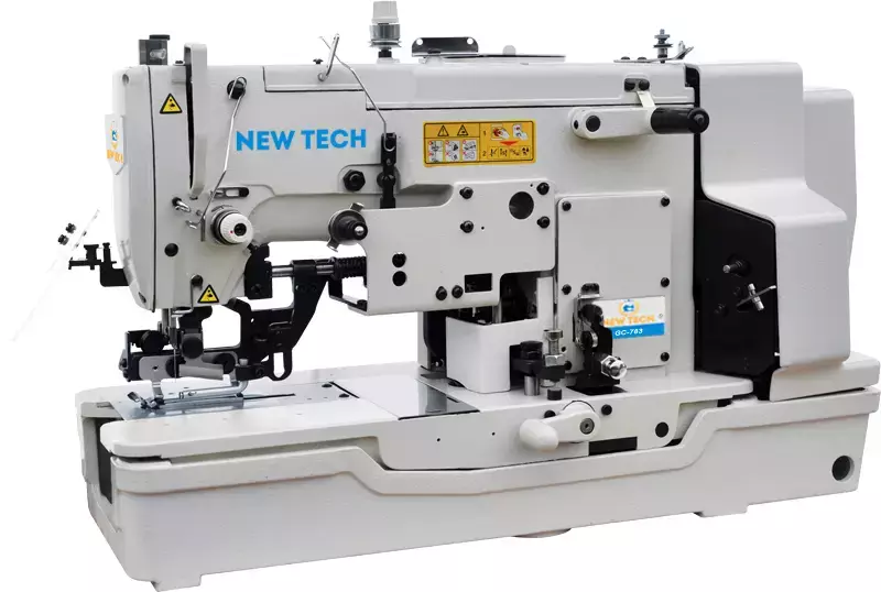 New-Tech GC-783DT 1 Needle Lockstitch Buttonholing Industrial Sewing Machine With Table and Built In Direct Drive Servo Motor