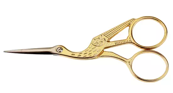 Gold Plated Bird Design Embroidery Scissors