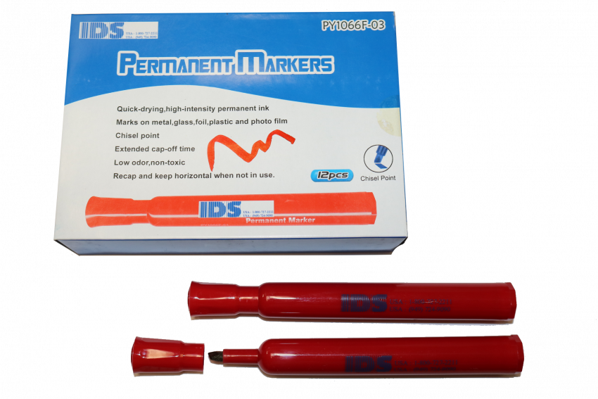 IDS - Thick Chisel Tip Red Permanent Markers – 12 Pack