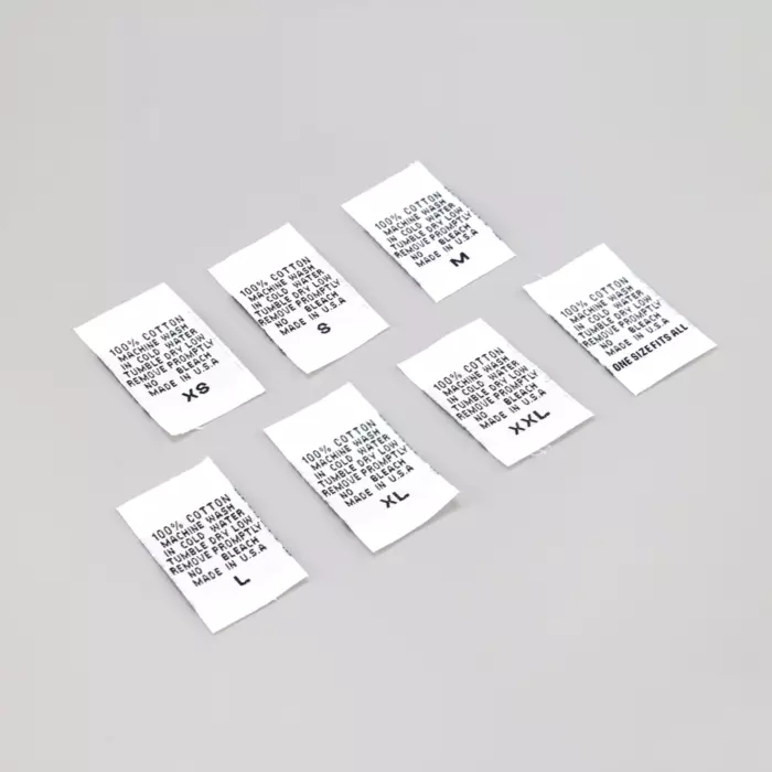 Clothing Care Labels - 100% Woven Cotton 